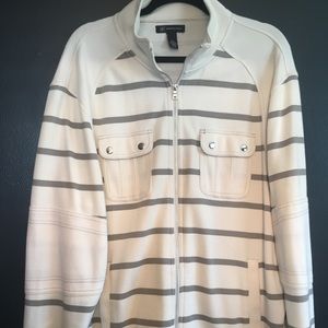 White and gray zip up sweatshirt